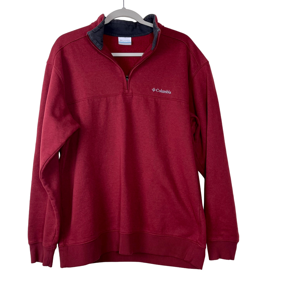 Columbia Maroon Hart Mountain 1/4 Zip Sweatshirt Mens Size Large